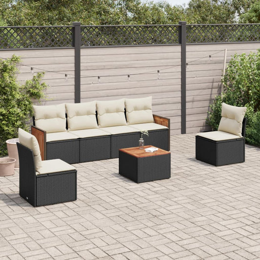 Set Divani da Giardino con Cuscini 7pz Nero Polyrattan - homemem39