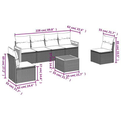 Set Divani da Giardino 7 pz con Cuscini Nero in Polyrattan | homemem39
