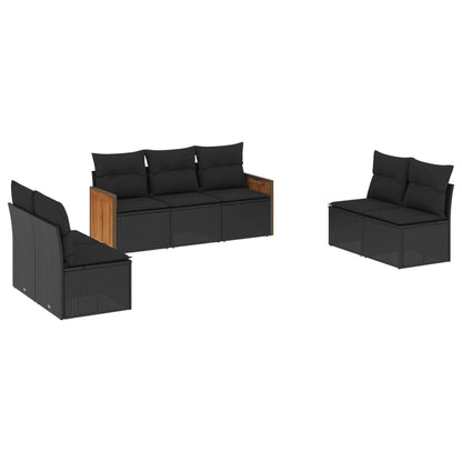 Set Divani da Giardino con Cuscini 7pz Nero Polyrattan - homemem39