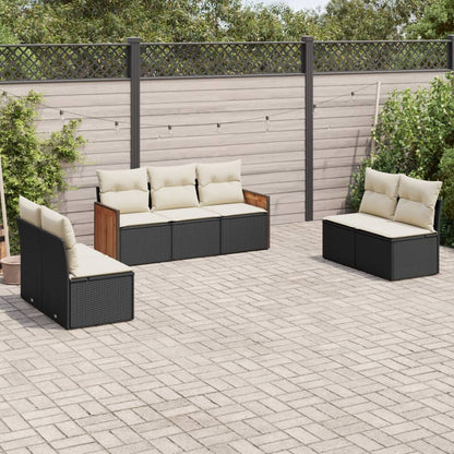 Set Divani da Giardino con Cuscini 7pz Nero Polyrattan | homemem39