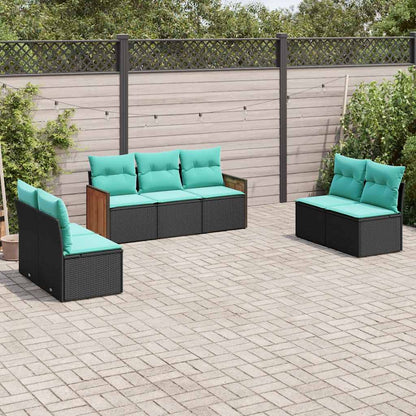 Set Divani da Giardino 7 pz con Cuscini Nero in Polyrattan | homemem39