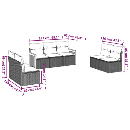 Set Divani da Giardino 7 pz con Cuscini Grigio in Polyrattan | homemem39