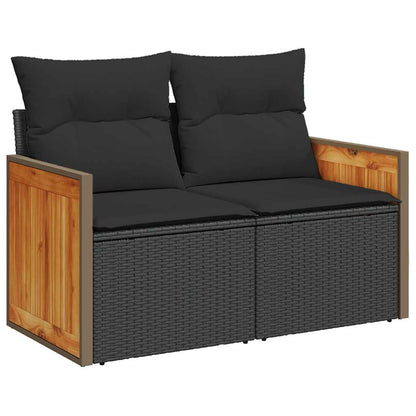 Set Divani da Giardino con Cuscini 8 pz Nero in Polyrattan | homemem39