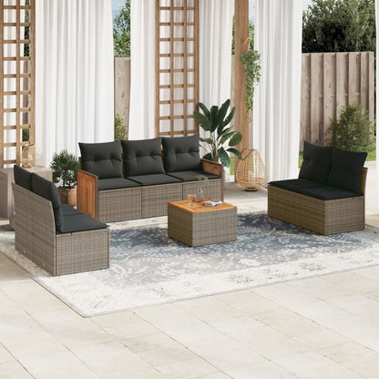 Set Divano da Giardino 8 pz con Cuscini Grigio in Polyrattan | homemem39