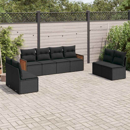 Set Divani da Giardino con Cuscini 8 pz Nero in Polyrattan | homemem39