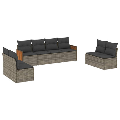 Set Divano da Giardino 8 pz con Cuscini Grigio in Polyrattan | homemem39