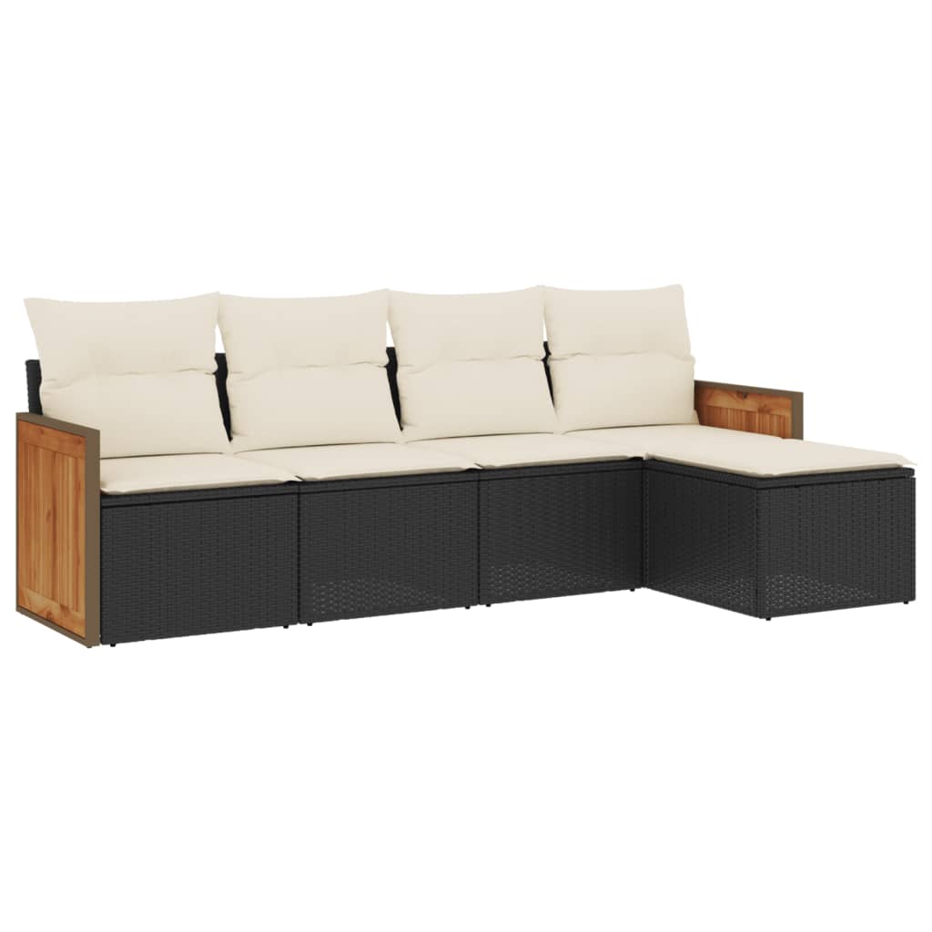 Set Divani da Giardino 5 pz con Cuscini in Polyrattan Nero - homemem39