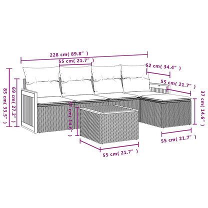 Set Divano da Giardino 6 pz con Cuscini Nero in Polyrattan | homemem39