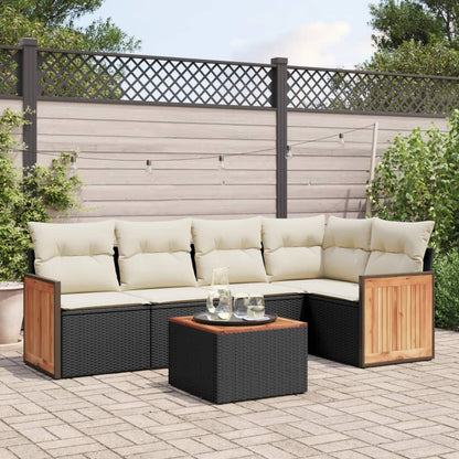Set Divano da Giardino 6 pz con Cuscini Nero in Polyrattan | homemem39