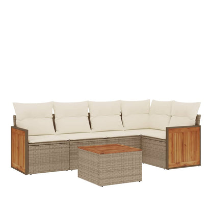 Set Divano da Giardino 6 pz con Cuscini Beige in Polyrattan - homemem39