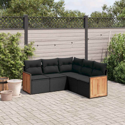 Set Divani da Giardino 5 pz con Cuscini in Polyrattan Nero | homemem39