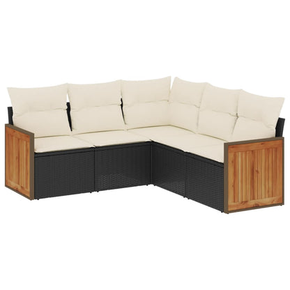 Set Divani da Giardino 5 pz con Cuscini in Polyrattan Nero | homemem39