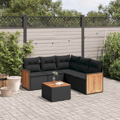 Set Divano da Giardino 6 pz con Cuscini Nero in Polyrattan | homemem39