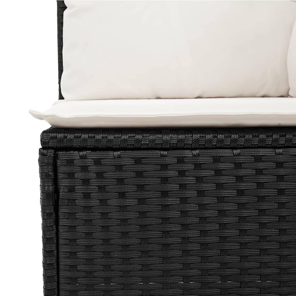 Set Divano da Giardino 6 pz con Cuscini Nero in Polyrattan | homemem39