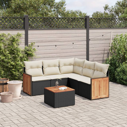 Set Divano da Giardino 6 pz con Cuscini Nero in Polyrattan - homemem39