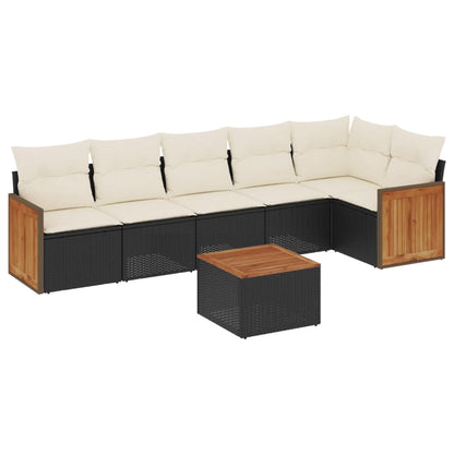 Set Divani da Giardino con Cuscini 7pz Nero Polyrattan | homemem39