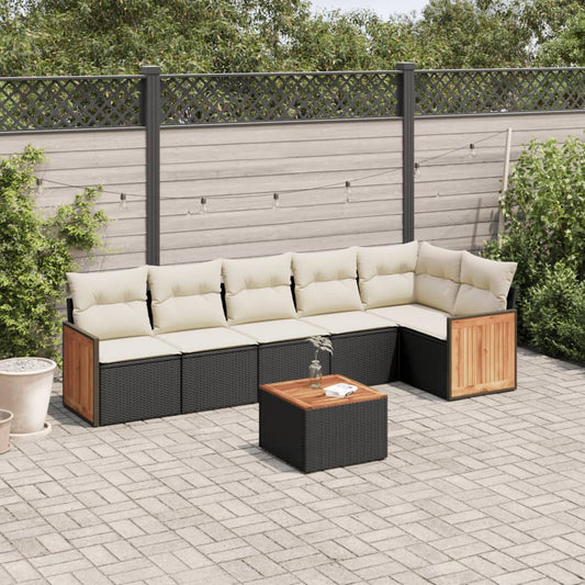 Set Divani da Giardino con Cuscini 7pz Nero Polyrattan - homemem39
