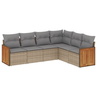 Set Divano da Giardino 6 pz con Cuscini Beige in Polyrattan | homemem39