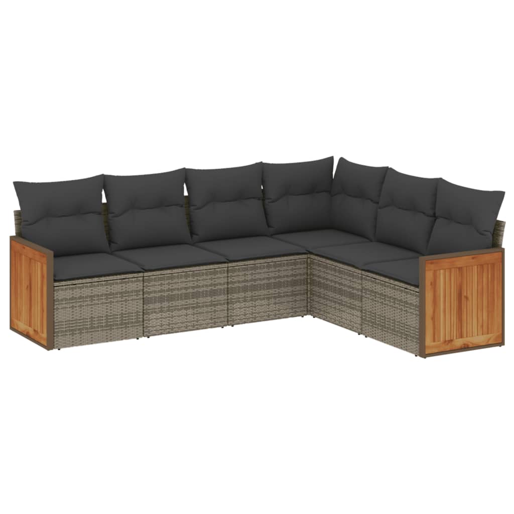 Set Divano da Giardino 6 pz con Cuscini Grigio in Polyrattan | homemem39
