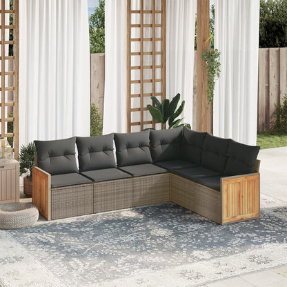 Set Divano da Giardino 6 pz con Cuscini Grigio in Polyrattan | homemem39