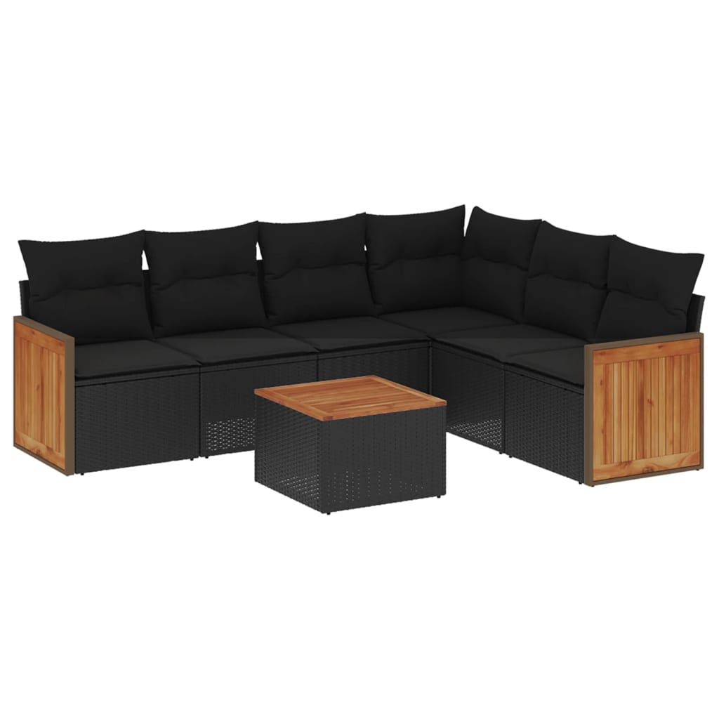 Set Divani da Giardino con Cuscini 7pz Nero Polyrattan - homemem39