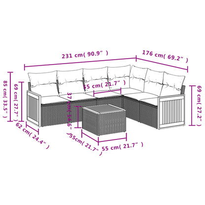 Set Divani da Giardino con Cuscini 7pz Nero Polyrattan | homemem39
