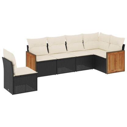 Set Divano da Giardino 6 pz con Cuscini Nero in Polyrattan | homemem39