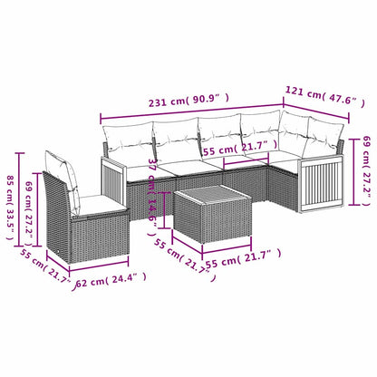 Set Divani da Giardino con Cuscini 7pz Nero Polyrattan | homemem39