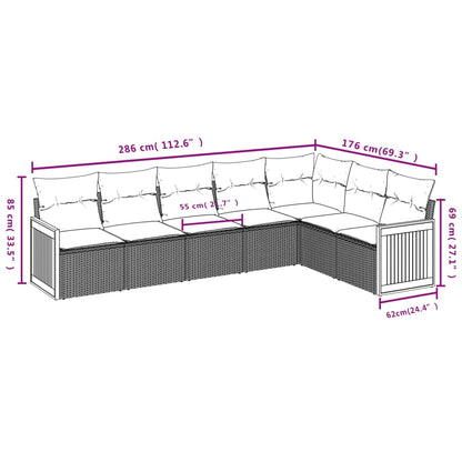 Set Divani da Giardino con Cuscini 7pz Nero Polyrattan | homemem39