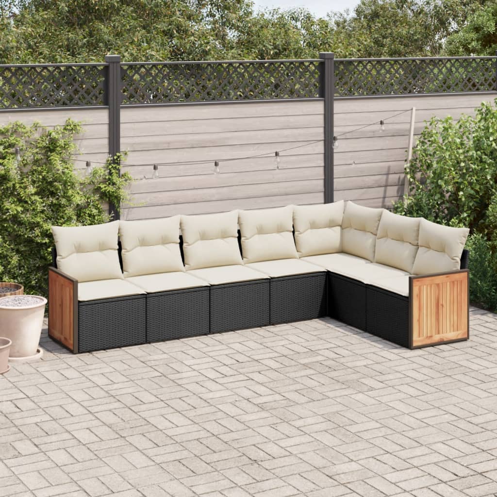 Set Divani da Giardino con Cuscini 7pz Nero Polyrattan - homemem39