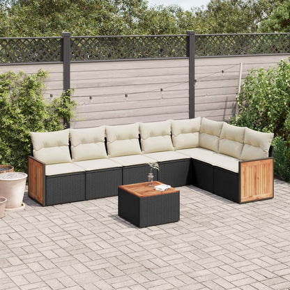 Set Divani da Giardino con Cuscini 8 pz Nero in Polyrattan | homemem39