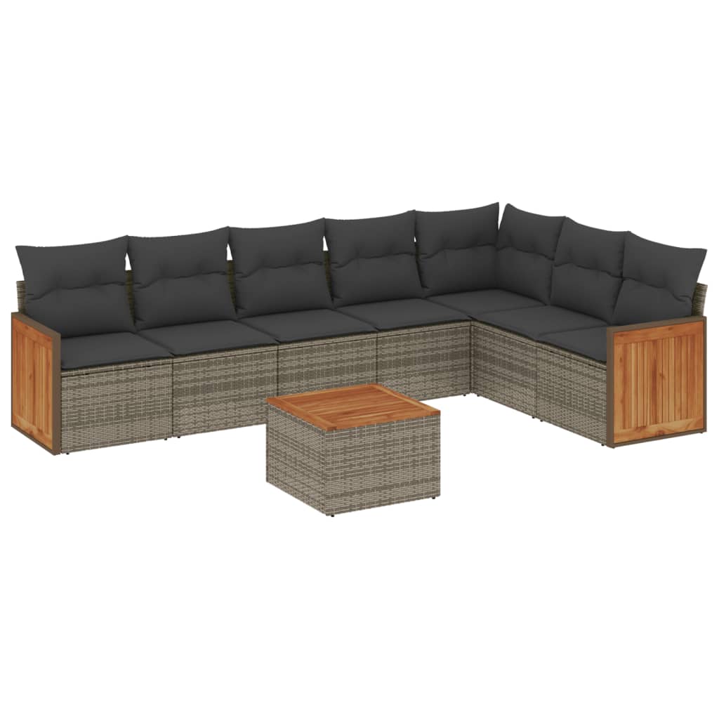 Set Divano da Giardino 8 pz con Cuscini Grigio in Polyrattan - homemem39