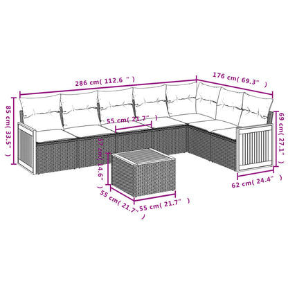 Set Divano da Giardino 8 pz con Cuscini Grigio in Polyrattan | homemem39