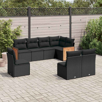 Set Divani da Giardino con Cuscini 8 pz Nero in Polyrattan | homemem39