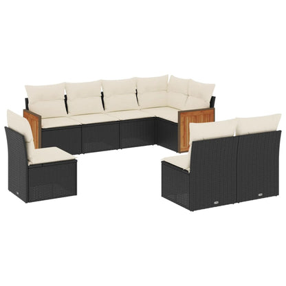 Set Divani da Giardino con Cuscini 8 pz Nero in Polyrattan | homemem39