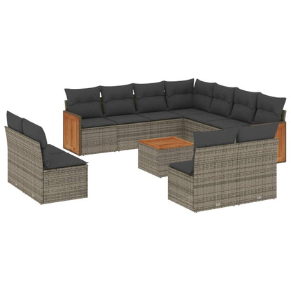 Set Divani da Giardino 12 pz con Cuscini Grigio in Polyrattan | homemem39