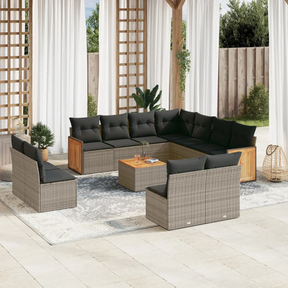 Set Divani da Giardino 12 pz con Cuscini Grigio in Polyrattan | homemem39