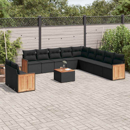 Set Divani da Giardino 12 pz con Cuscini Nero in Polyrattan | homemem39