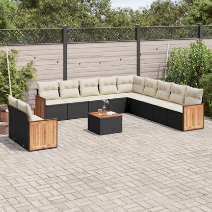 Set Divani da Giardino 12 pz con Cuscini Nero in Polyrattan | homemem39