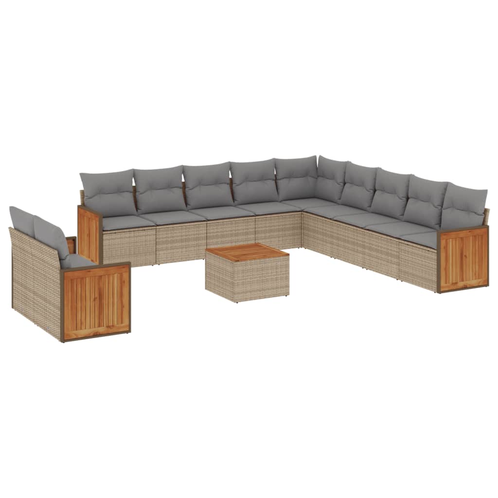 Set Divani da Giardino 12 pz con Cuscini Beige in Polyrattan - homemem39