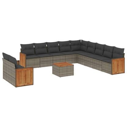 Set Divani da Giardino 12 pz con Cuscini Grigio in Polyrattan | homemem39