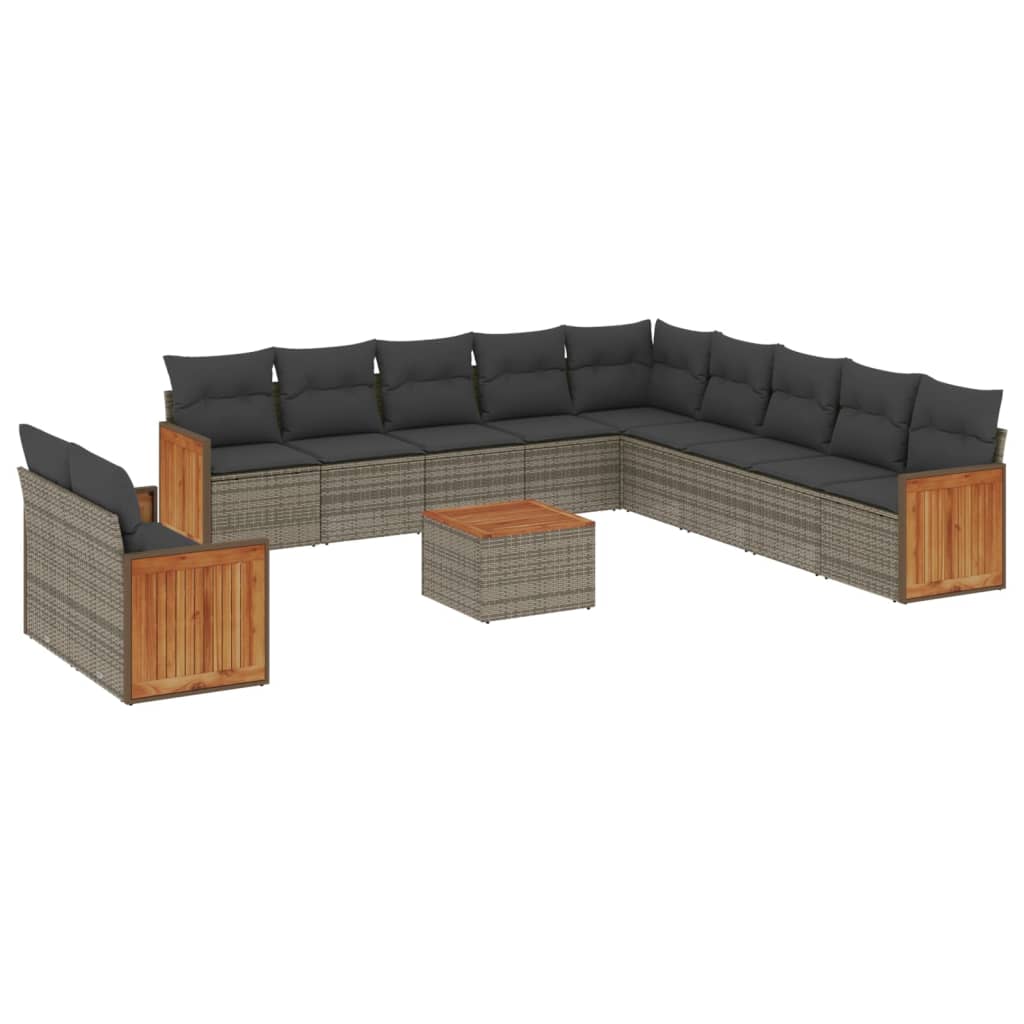 Set Divani da Giardino 12 pz con Cuscini Grigio in Polyrattan - homemem39
