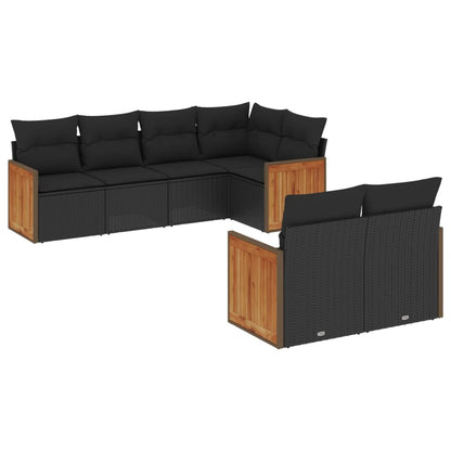 Set Divani da Giardino con Cuscini 7pz Nero Polyrattan - homemem39