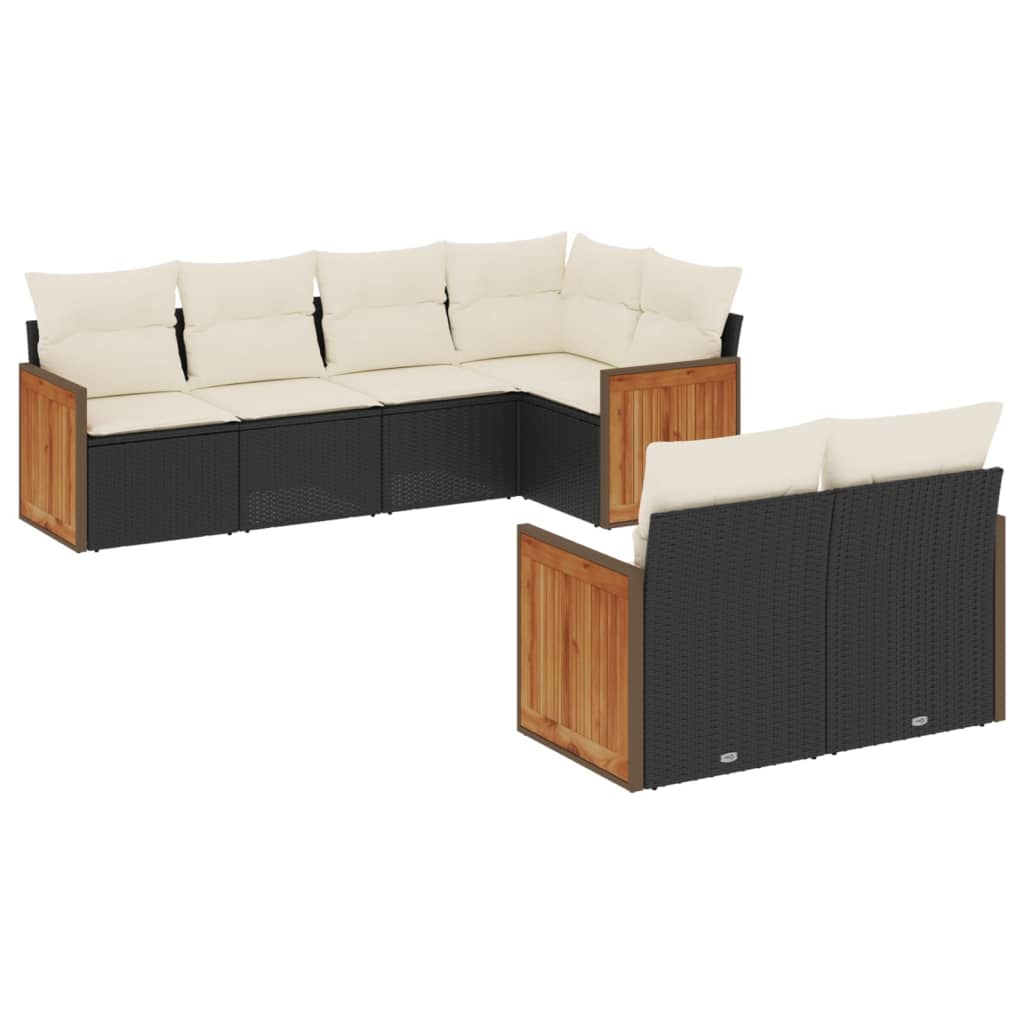 Set Divani da Giardino con Cuscini 7pz Nero Polyrattan - homemem39