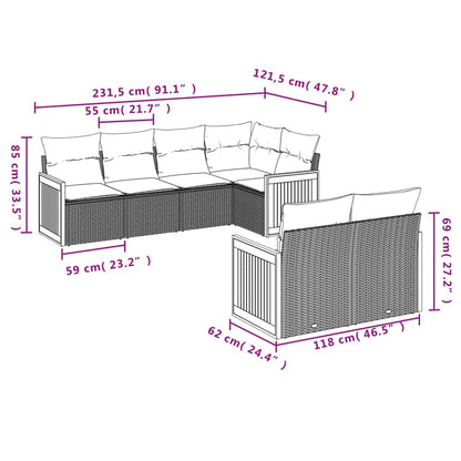 Set Divani da Giardino con Cuscini 7pz Nero Polyrattan | homemem39