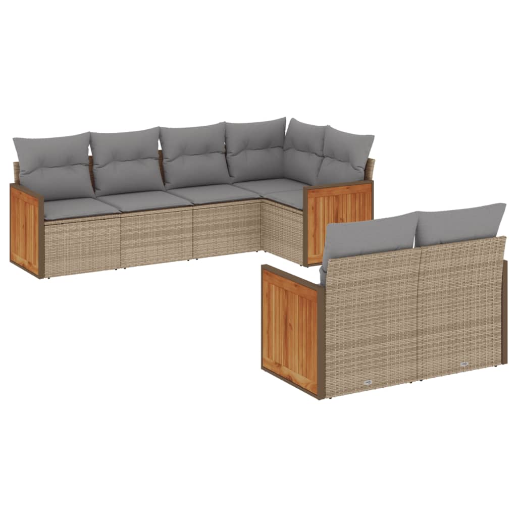 Set Divani da Giardino 7 pz con Cuscini Beige in Polyrattan | homemem39