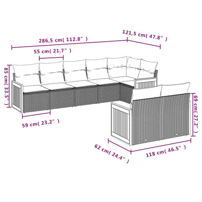 Set Divani da Giardino con Cuscini 8 pz Nero in Polyrattan | homemem39