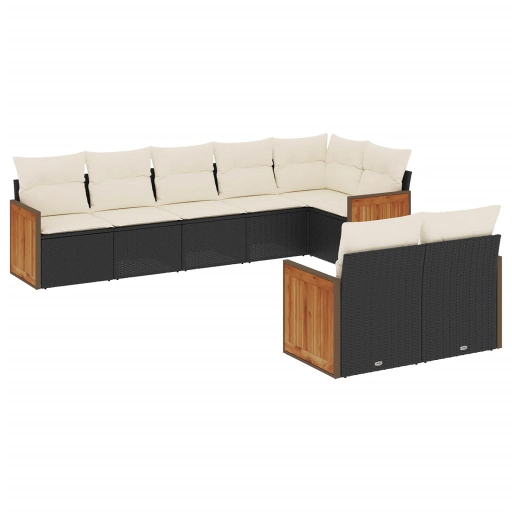Set Divani da Giardino con Cuscini 8 pz Nero in Polyrattan - homemem39