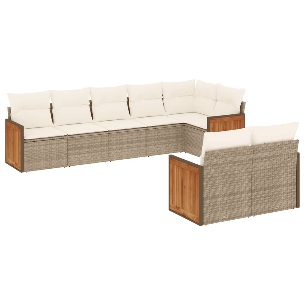 Set Divano da Giardino 8 pz con Cuscini Beige in Polyrattan - homemem39