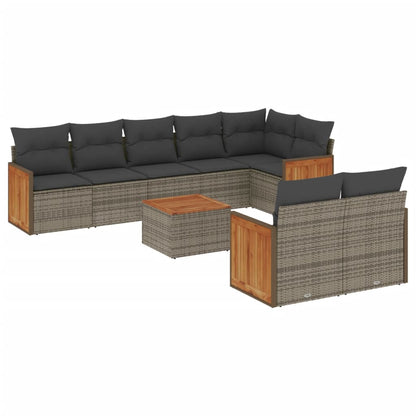 Set Divano da Giardino 9 pz con Cuscini Grigio in Polyrattan | homemem39